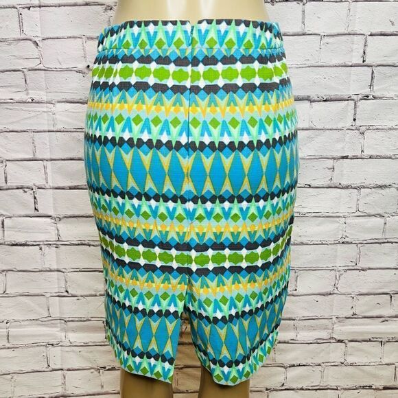 J Crew The Pencil Skirt Basketweave Cotton Multi Color Style size 6 - Picture 2 of 5